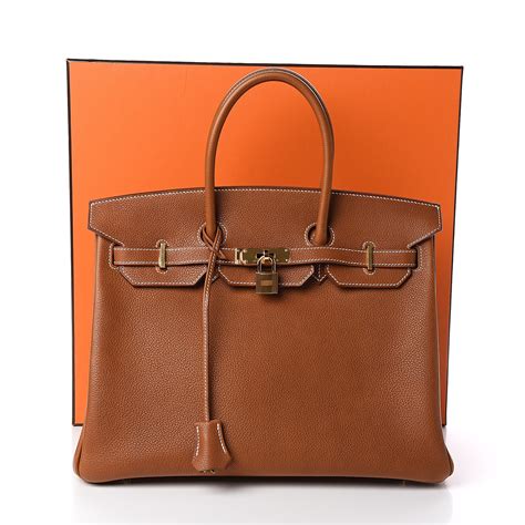 HERMES Natural Barenia Birkin 35 Fauve 